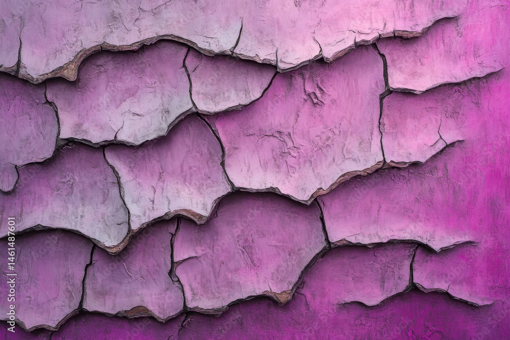 Close-up view of cracked, textured, purple surface. Close-up view of cracked, textured, purple surface.