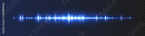 Blue waveform with moderate glow and sharp amplitude peaks on dark transparent background. Great for sound recording apps, music editing interfaces, or streaming visuals.