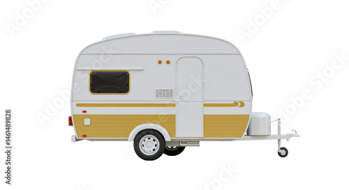 Isolated Vintage Travel Trailer with Retro Design