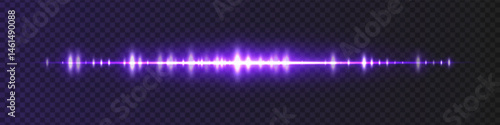 Purple waveform with moderate glow and sharp amplitude peaks on dark transparent background. Great for sound recording apps, music editing interfaces, or streaming visuals.