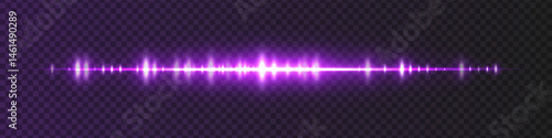 Purple waveform with moderate glow and sharp amplitude peaks on dark transparent background. Great for sound recording apps, music editing interfaces, or streaming visuals.