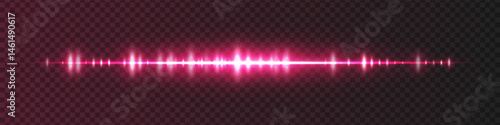 Red waveform with moderate glow and sharp amplitude peaks on dark transparent background. Great for sound recording apps, music editing interfaces, or streaming visuals.