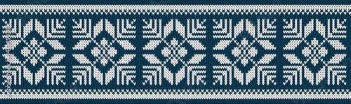 Seamless pattern, white and blue, jacquard knitting imitation.