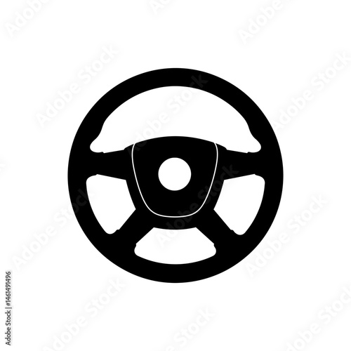 Truck steering wheel silhouette vector flat illustration design.