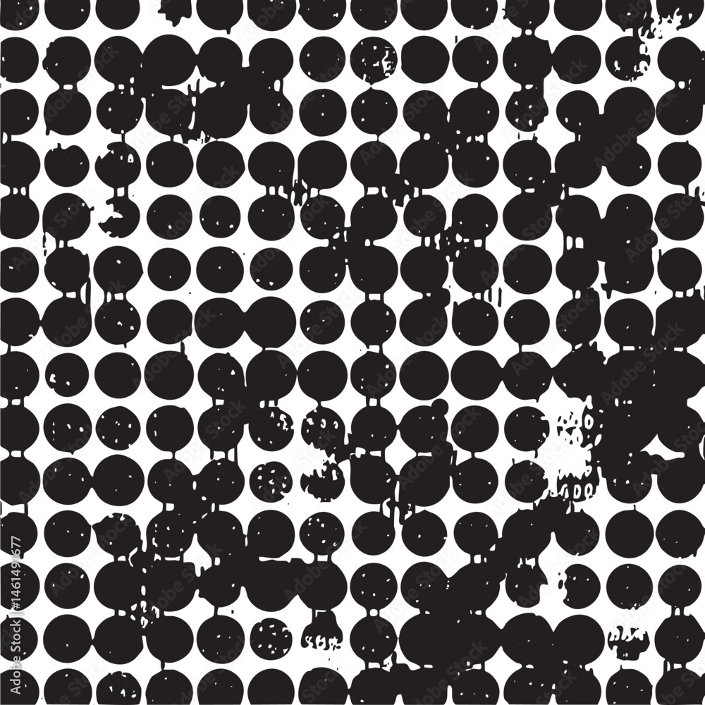 Fototapeta premium A dense arrangement of black and white circles dominates the