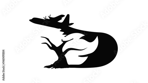 firefighter plane symbol, black isolated silhouette