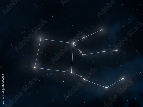 Pegasus constellation isolated on a dark background. Cluster of stars connected by lines. Astrological signs.