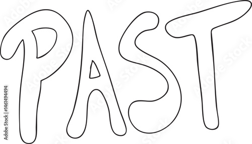 Bold stylized word 'PAST' rendered in a flowing script font.