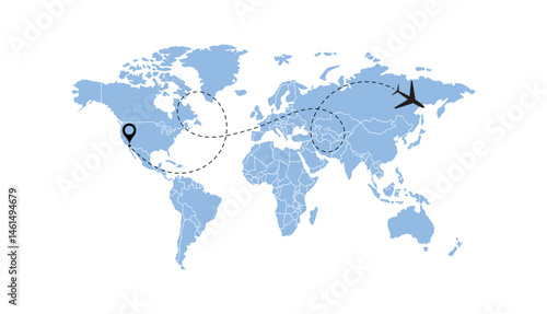 Wallpaper Mural world map, flying white airplanes routes vector illustration Torontodigital.ca