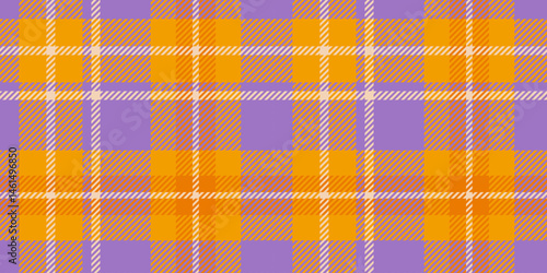 Vibrant orange and purple tartan plaid pattern with bold intersecting lines