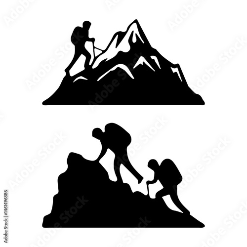 Mountain climber silhouettes design