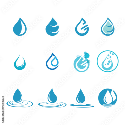 Water drop Logo vector icon logo character premium illustration
