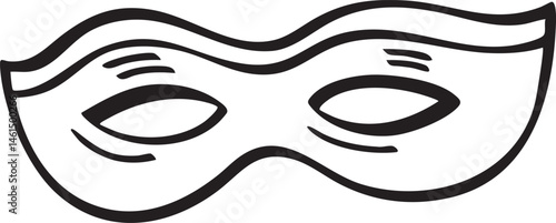 A simple black mask with eye openings is displayed on a white background.