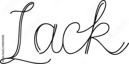 Elegant cursive word 'Lack' rendered in black ink on a soft white background.