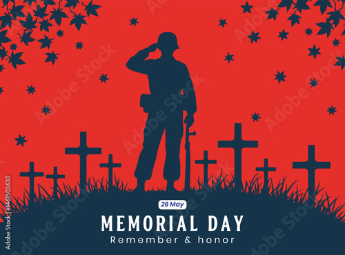 Memorial Day Soldier Saluting at Gravesite