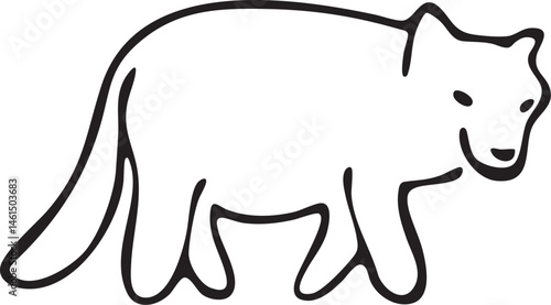 A stylized white animal silhouette stands in a relaxed pose.
