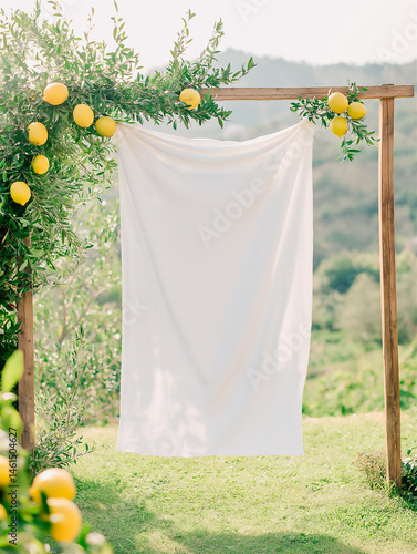 Mediterranean Wedding Welcome Banner Mockup