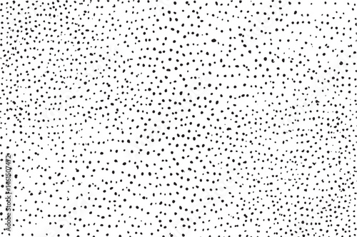 A dense field of small black dots covers the 's entire surface.