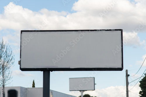 A blank billboard sign on display