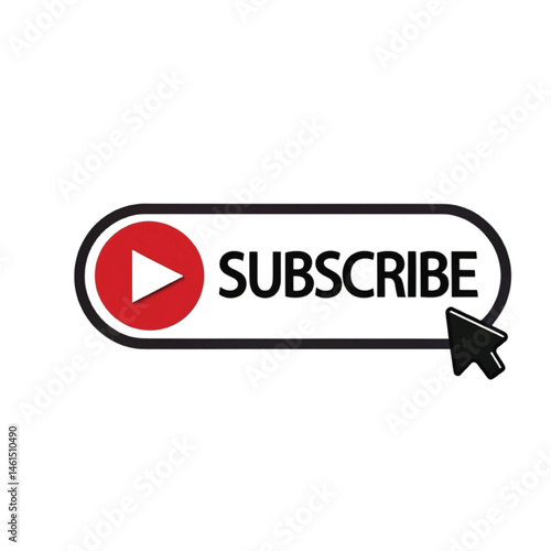 Subscribe Button Icon With Cursor Click For YouTube And Digital Content