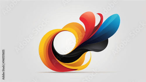 Abstract Vibrant gradient of primary colors, transitioning from deep blues and reds to bright yellow, brown black on a clean white background.