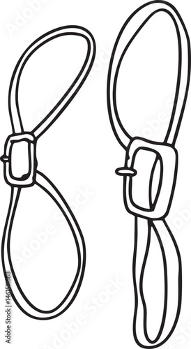 Two simple black straps with buckles are presented side-by-side.