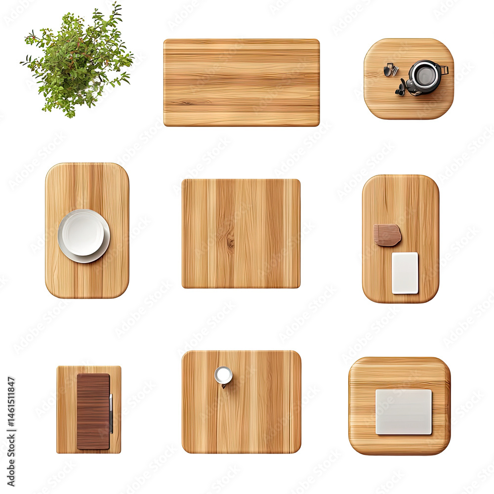 Wooden surfaces with various objects Wooden surfaces with various objects