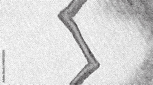 A dark diagonal dominates a textured white background.