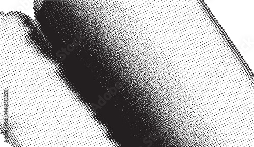 A flowing black fabric drapes diagonally across a bright white background.