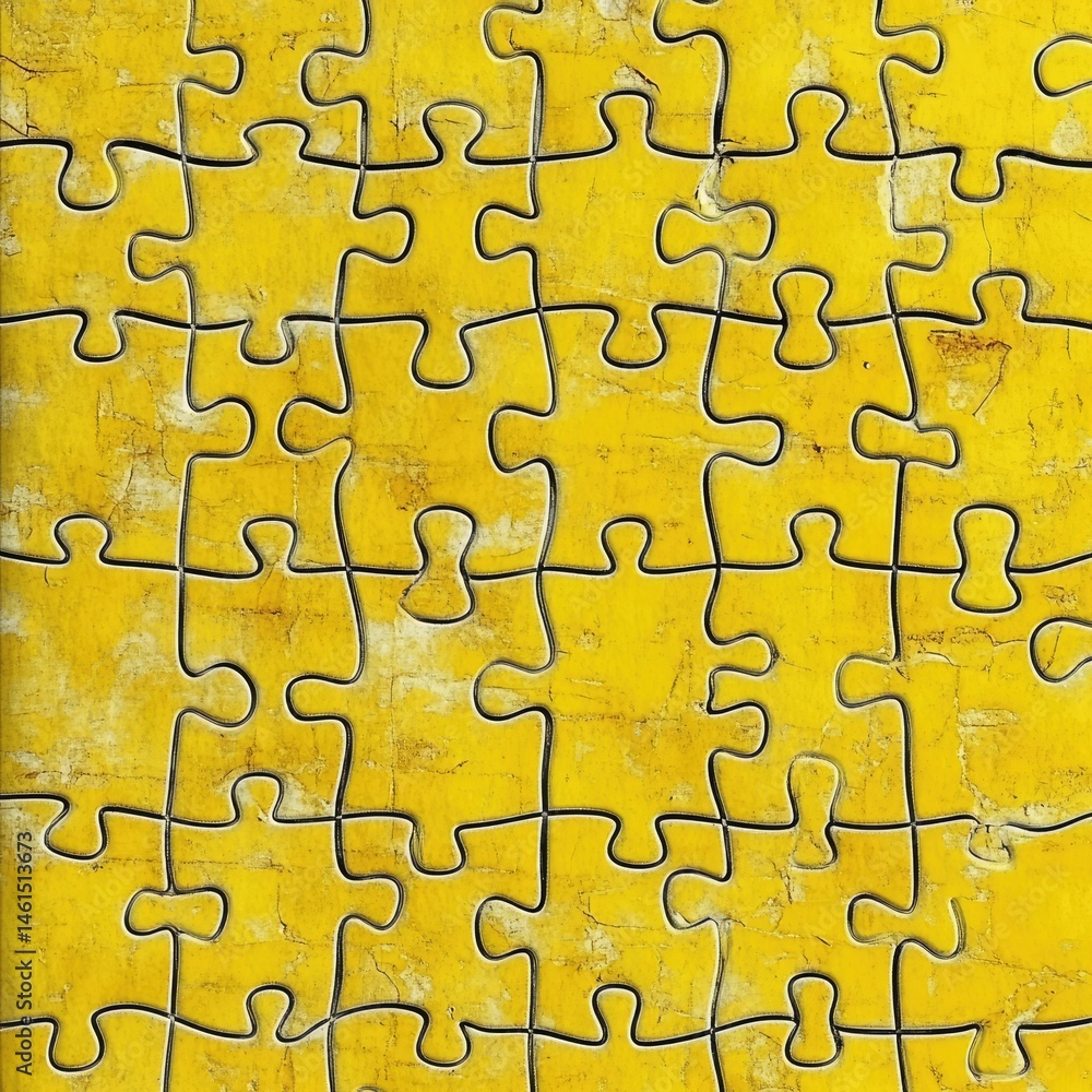 A vibrant close-up of a yellow jigsaw puzzle with several missing pieces. symbolizing the process of problem-solving and creativity in a bright. cheerful setting A vibrant close-up of a yellow jigsaw puzzle with several missing pieces. symbolizing the process of problem-solving and creativity in a bright. cheerful setting