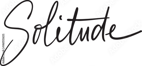 Elegant cursive word 'Solitude' written on a white background.