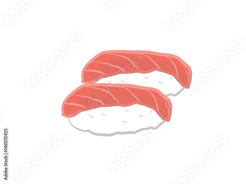 Illustration of nigiri sushi with salmon fillets