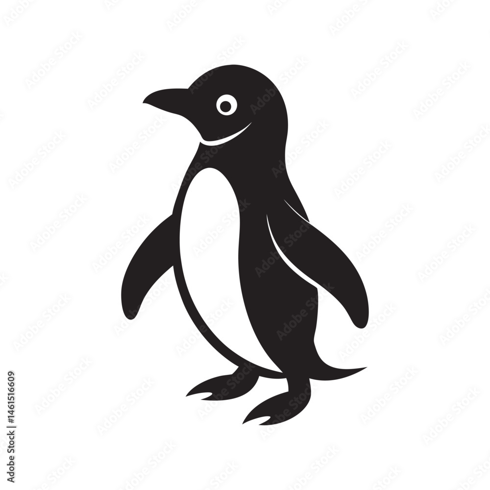Naklejka premium Waddling Penguin Silhouette with Flippers Out