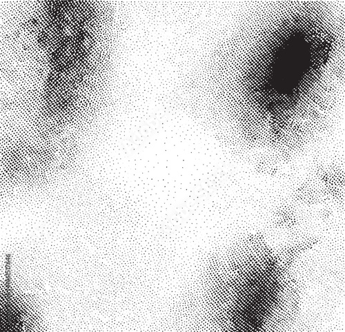 A grayscale portrait reveals a blurred human face with textured dots.