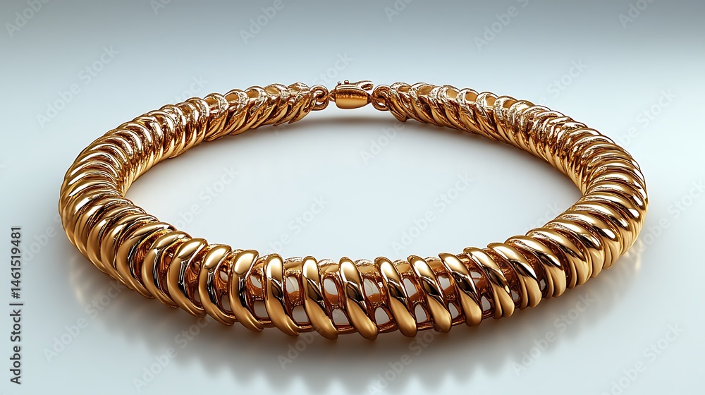 Fototapeta premium Luxurious Gold Necklace Fashionable Jewelry Fine Detail Sophisticated Design High Resolution Images