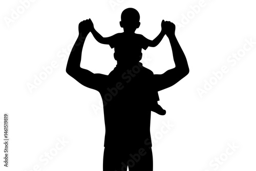 Father and child silhouette father carrying child on his back, father, child, silhouette, family, vector, back, carrying, parenting, childhood, dad, parent, kid, love, together, support, care, happy