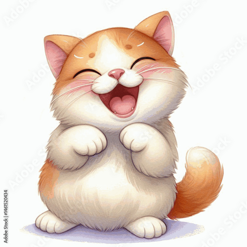 Aqueous Grin cat laughing happily isolated watercolor vector illustration svg