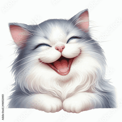 Giggle & Glaze cat laughing happily isolated watercolor vector illustration svg