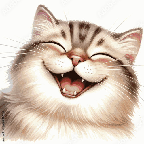 Liquid Purr cat laughing happily isolated watercolor vector illustration svg