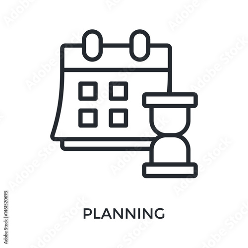 Planning Icon Outline Style. Vector Illustration For Graphic Design