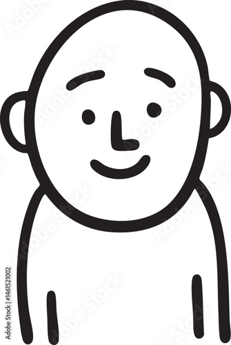 A smiling simple-lined character faces the viewer.