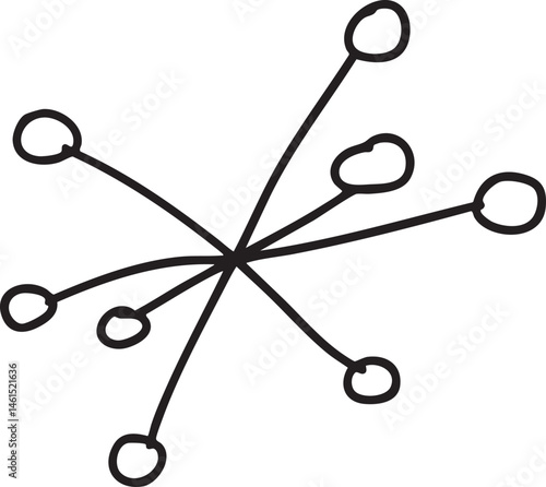 A stylized black-lined snowflake radiates outward from a central point.