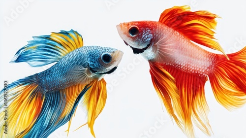 Wallpaper Mural Elegant Betta Fish Duo Displaying Vibrant Hues and Graceful Movement Torontodigital.ca