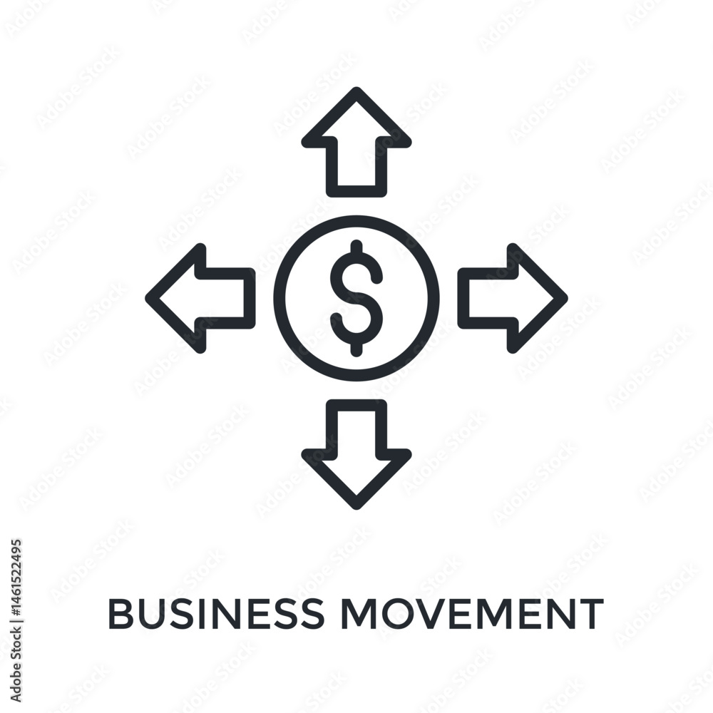 Business Movement Icon Outline Style. Vector Illustration For Graphic Design Business Movement Icon Outline Style. Vector Illustration For Graphic Design