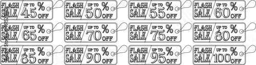 
Flash sale tag line art icon set.Shopping Poster or banner icon text on transparent,red black and yellow background.Flash Sale banner template design for social media and website.
