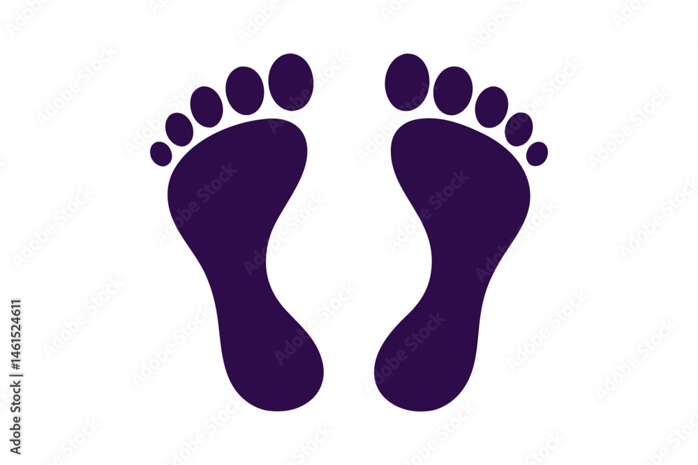 Purple footprints isolated on transparent background illustration Purple footprints isolated on transparent background illustration