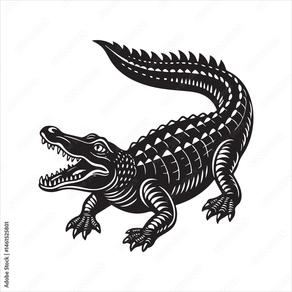 Fototapeta premium Nile crocodile silhouette vector