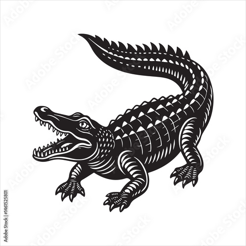Nile crocodile silhouette vector