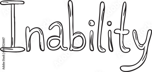 A stylized word "Inability" is written in a flowing handwritten font.