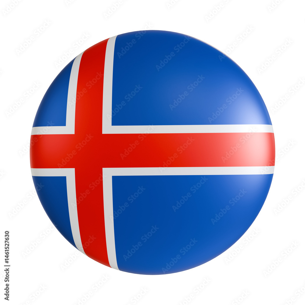 Fototapeta premium Iceland flag 3d circle icon.
